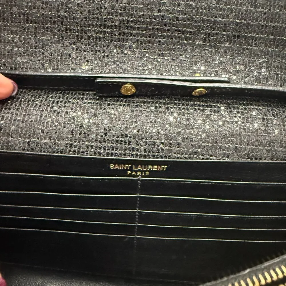 SAINT LAURENT  (YSL) Rare Glitter Chain Crossbody & Clutch Bag - Picture 9 of 13